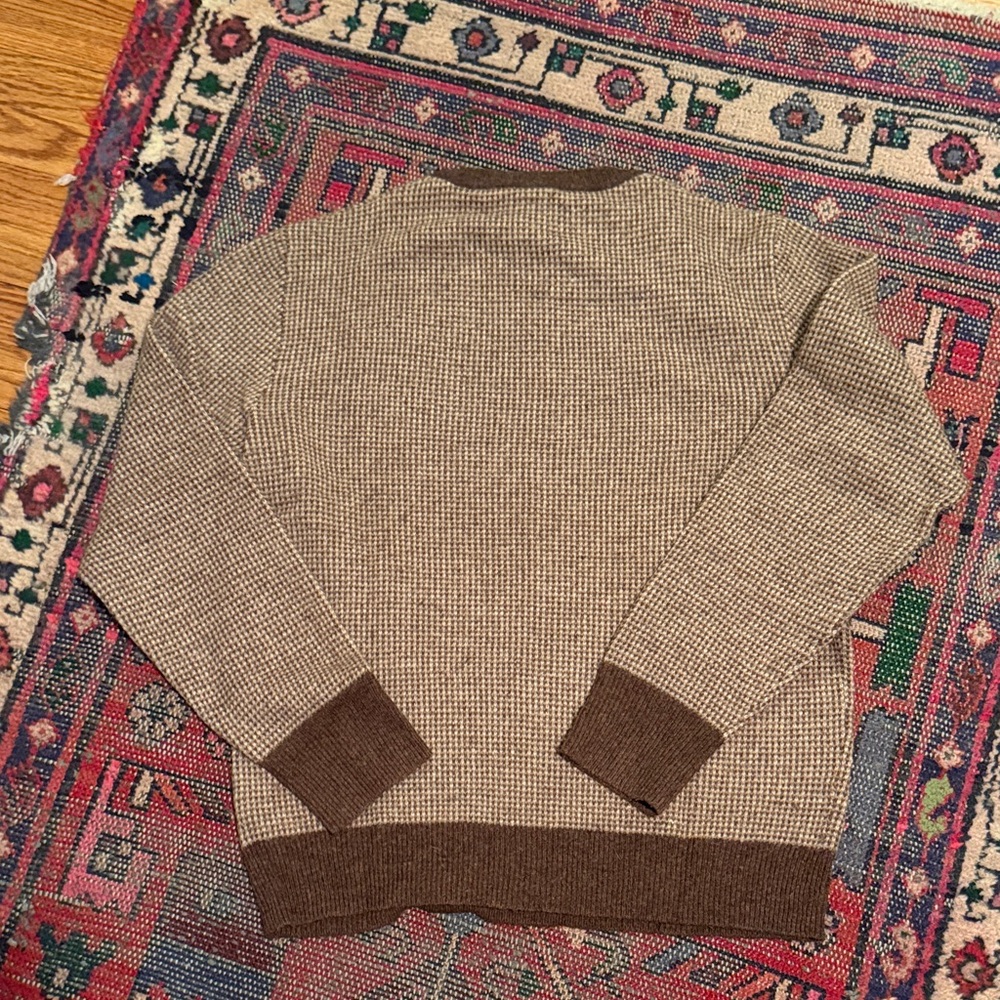 J. Crew Men's Tan and Brown Merino Crewneck Sweater - Picture 4 of 4